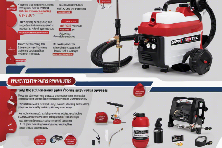 An image showcasing the step-by-step assembly process of the Spraytech EP2105 Airless Paint Sprayer, highlighting key safety tips