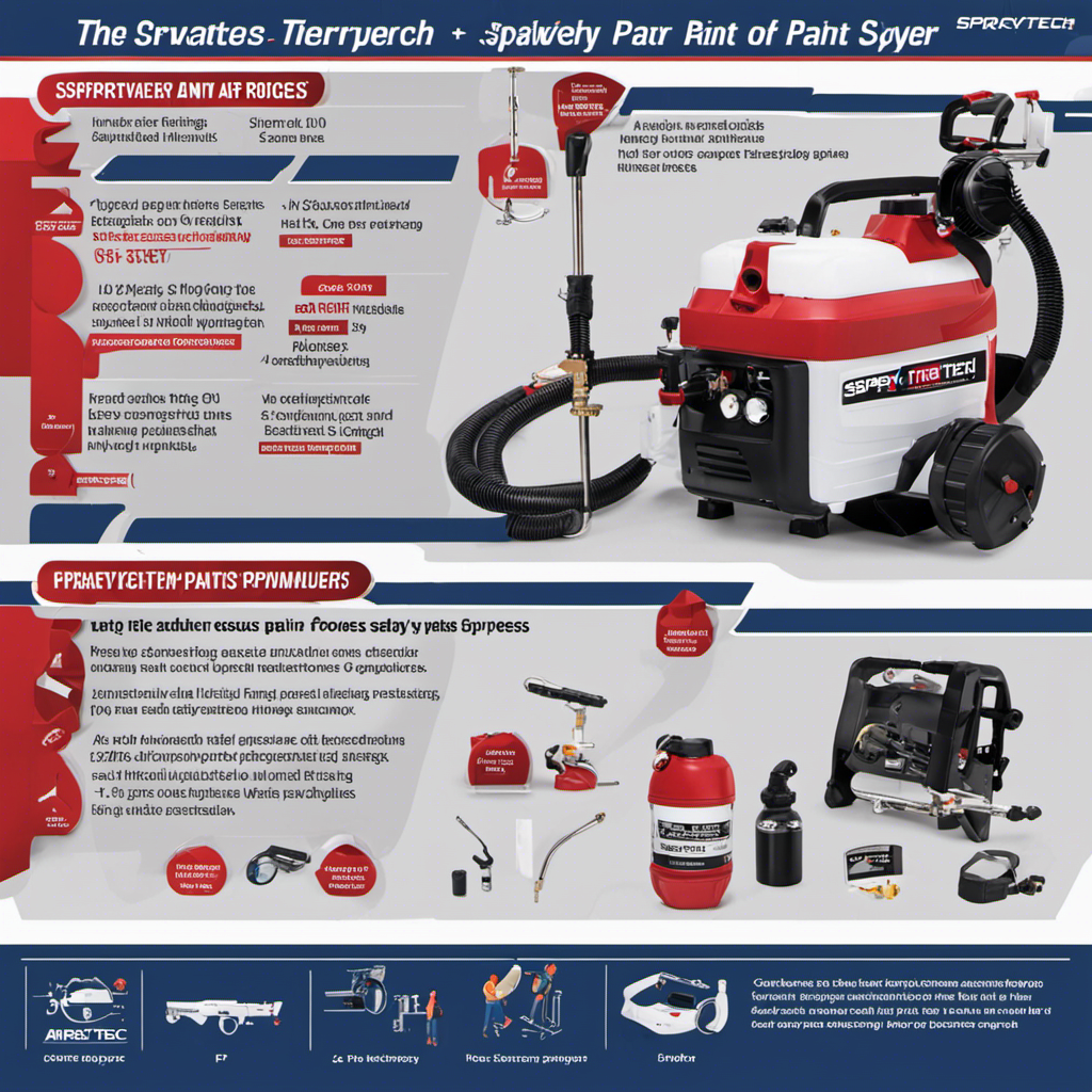 An image showcasing the step-by-step assembly process of the Spraytech EP2105 Airless Paint Sprayer, highlighting key safety tips