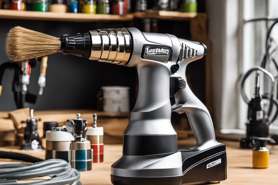 An image that showcases a variety of high-quality airless paint sprayers, each with different nozzle sizes, adjustable pressure settings, and durable construction, standing on a clean, well-lit workspace, ready for the perfect painting job