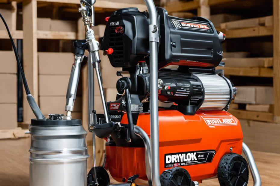 An image that showcases a selection of top-notch airless paint sprayers specifically designed for Drylok application