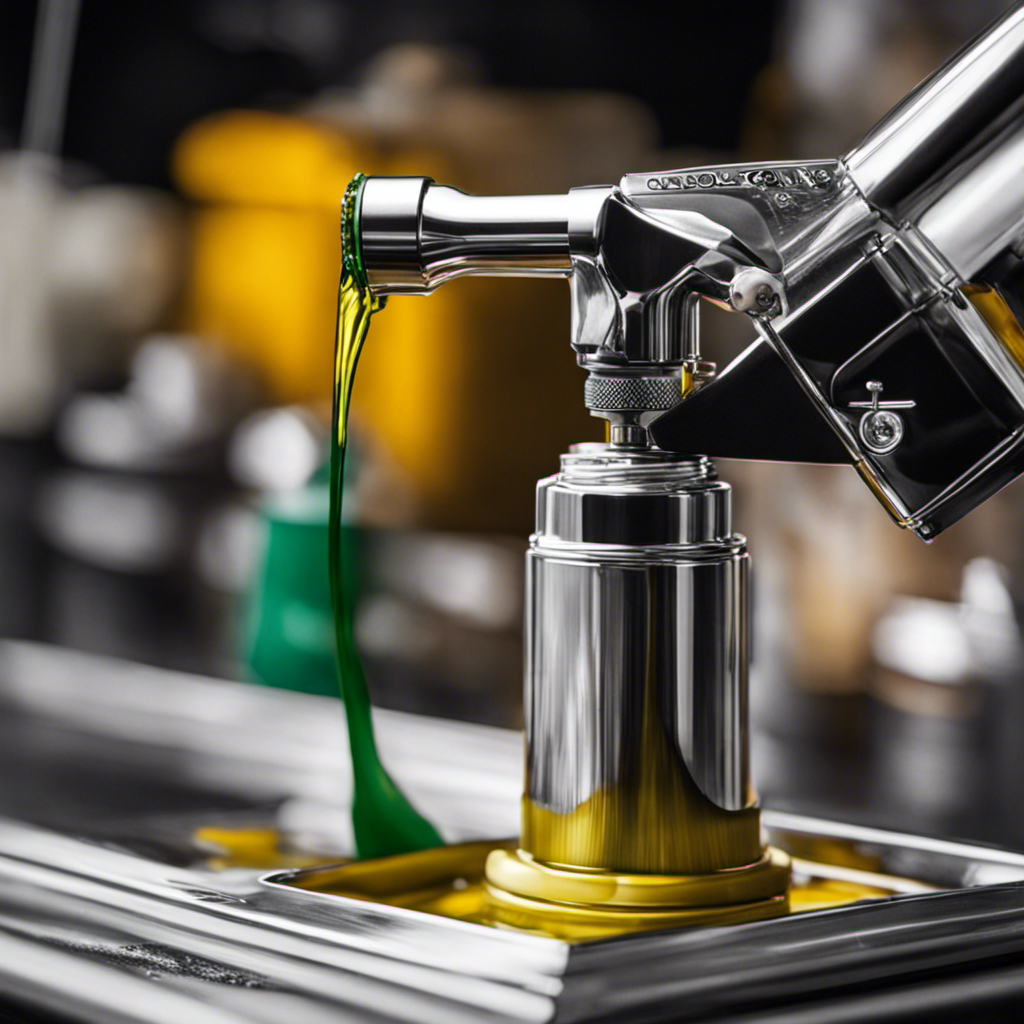 An image showcasing a clean paint sprayer nozzle being lubricated with the perfect viscosity oil