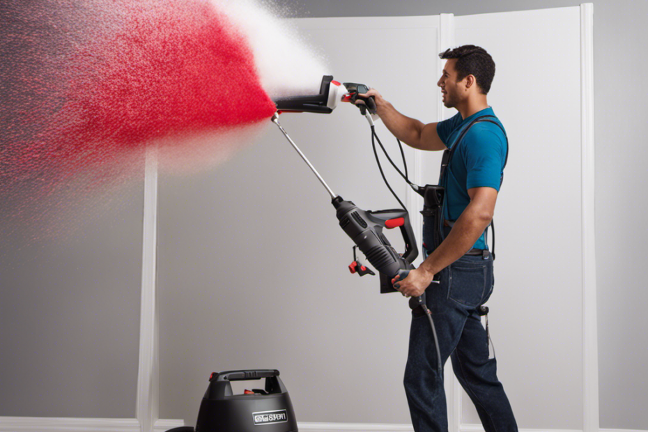 An image of a person effortlessly painting a wall with a cordless paint sprayer, showcasing its lightweight design and versatility