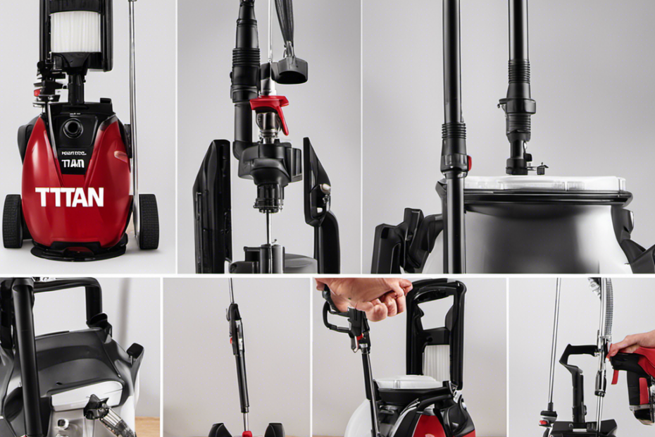 An image showcasing the step-by-step process of cleaning your Titan Airless Paint Sprayer: 1