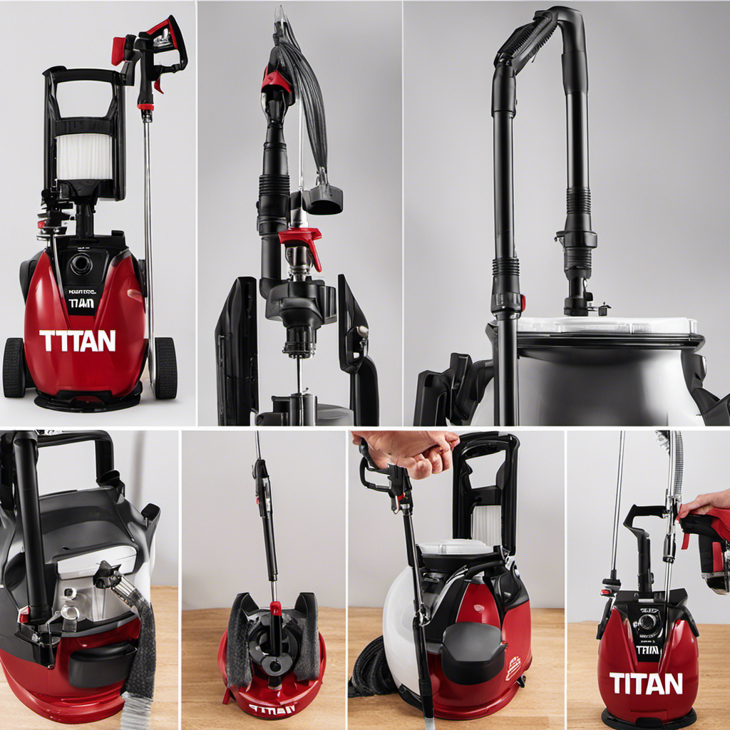 An image showcasing the step-by-step process of cleaning your Titan Airless Paint Sprayer: 1