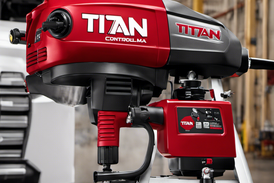 An image showcasing the Titan ControlMax 1700 Pro paint sprayer in action, with its powerful motor and fine finish capabilities