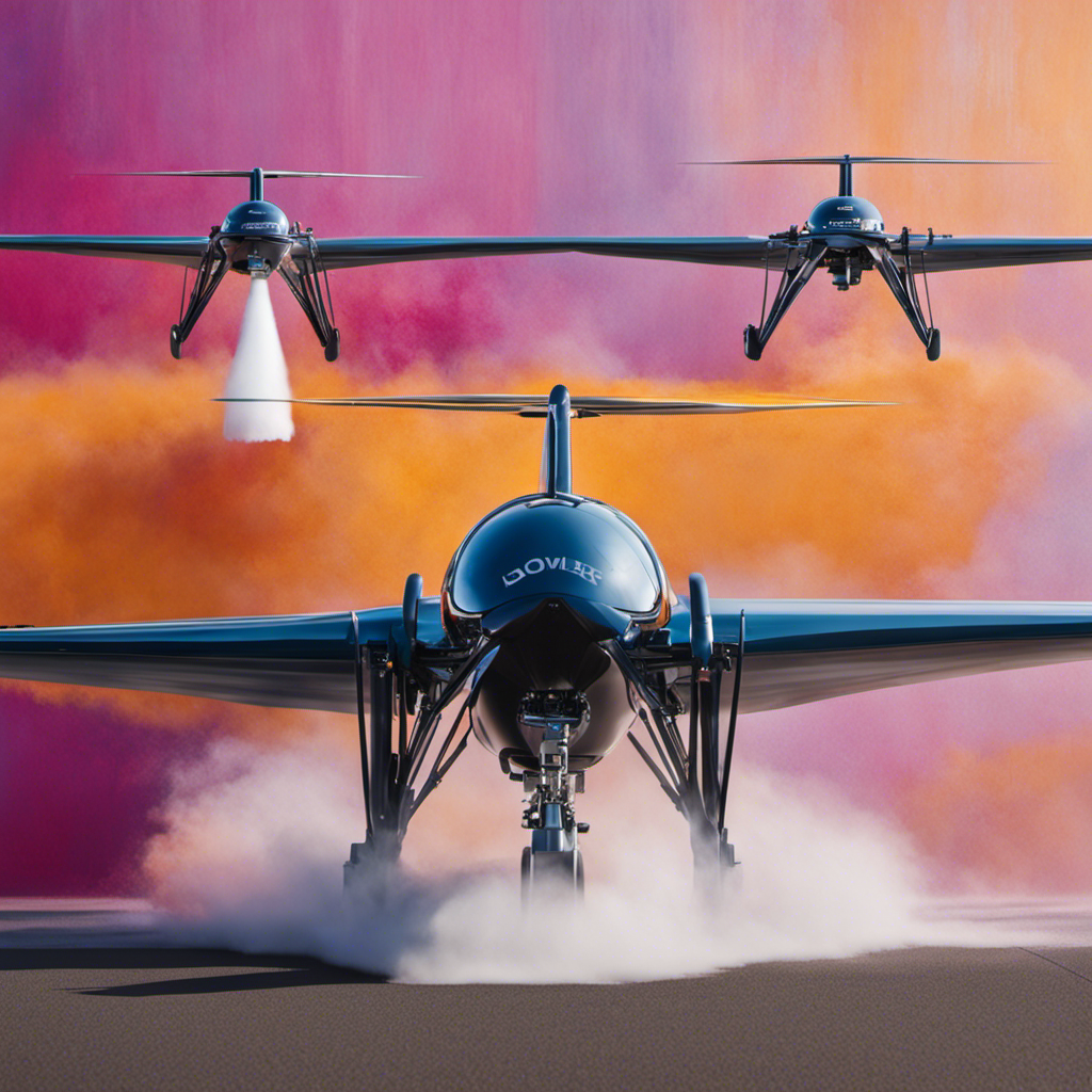 An image capturing the precise and effortless strokes of an airless sprayer gliding over a smooth surface, leaving behind flawless, vibrant layers of paint, with a fine mist of particles suspended in the air