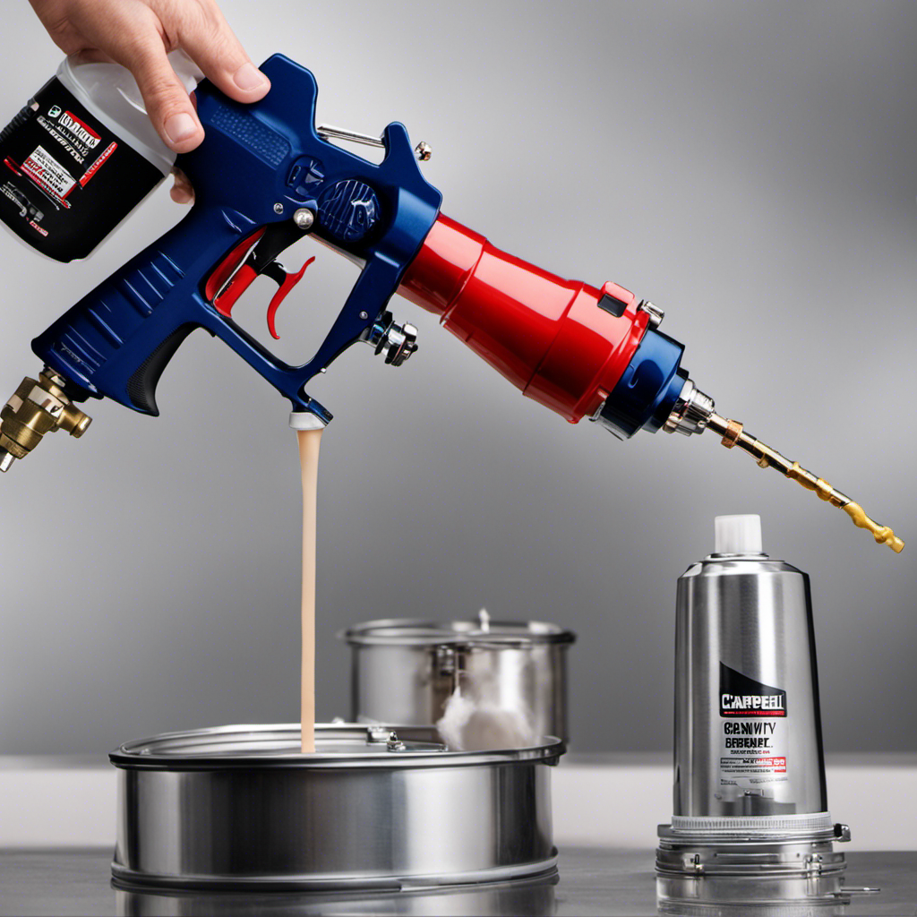 An image showcasing the Campbell Hausfeld Gravity Feed Spray Gun Kit in action, capturing its exceptional precision and efficiency