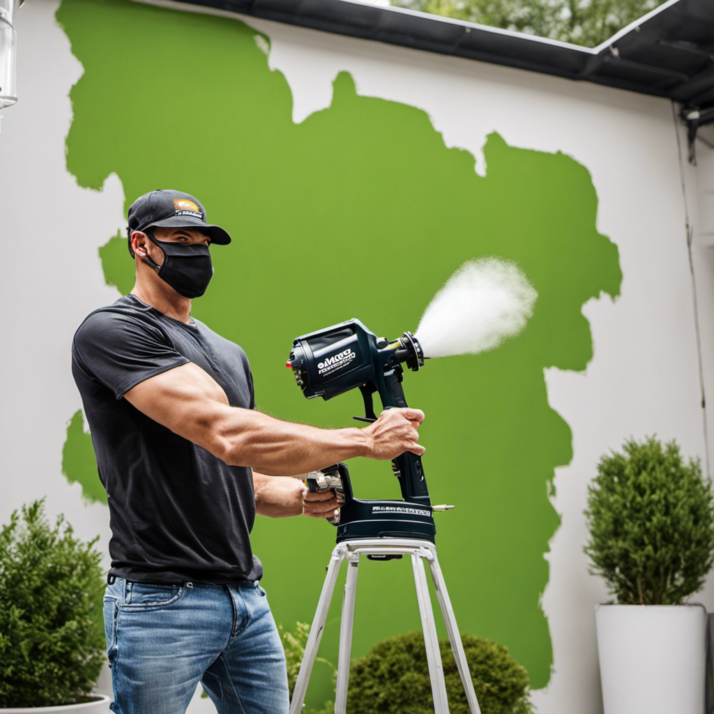 An image showcasing a durable and user-friendly airless paint sprayer in action