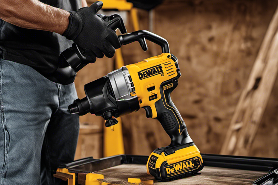An image showcasing DEWALT's cordless paint sprayer in action, with a skilled painter effortlessly coating a large surface