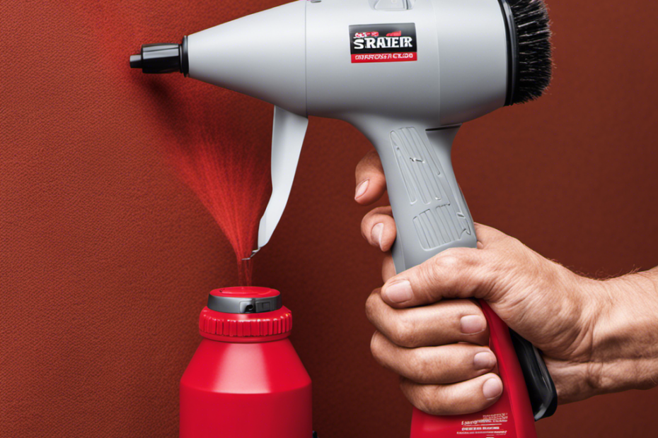 An image showcasing a handheld paint sprayer effortlessly coating a variety of surfaces with precision