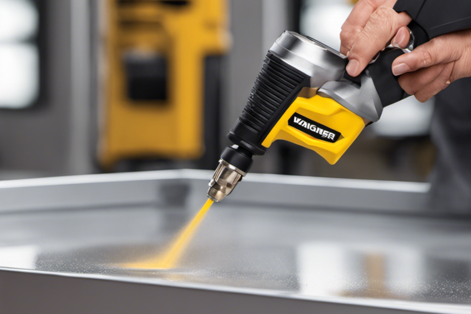 An image showcasing a close-up view of the Wagner Spraytech spray tip in action, effortlessly coating various surfaces, highlighting its precision, versatility, and efficiency