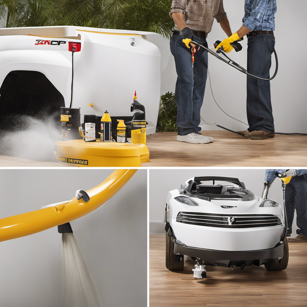 An image showcasing a professional painter effortlessly using a high-powered airless paint sprayer to coat a variety of surfaces, from smooth walls to rugged outdoor surfaces, exemplifying its efficiency, durability, and versatility