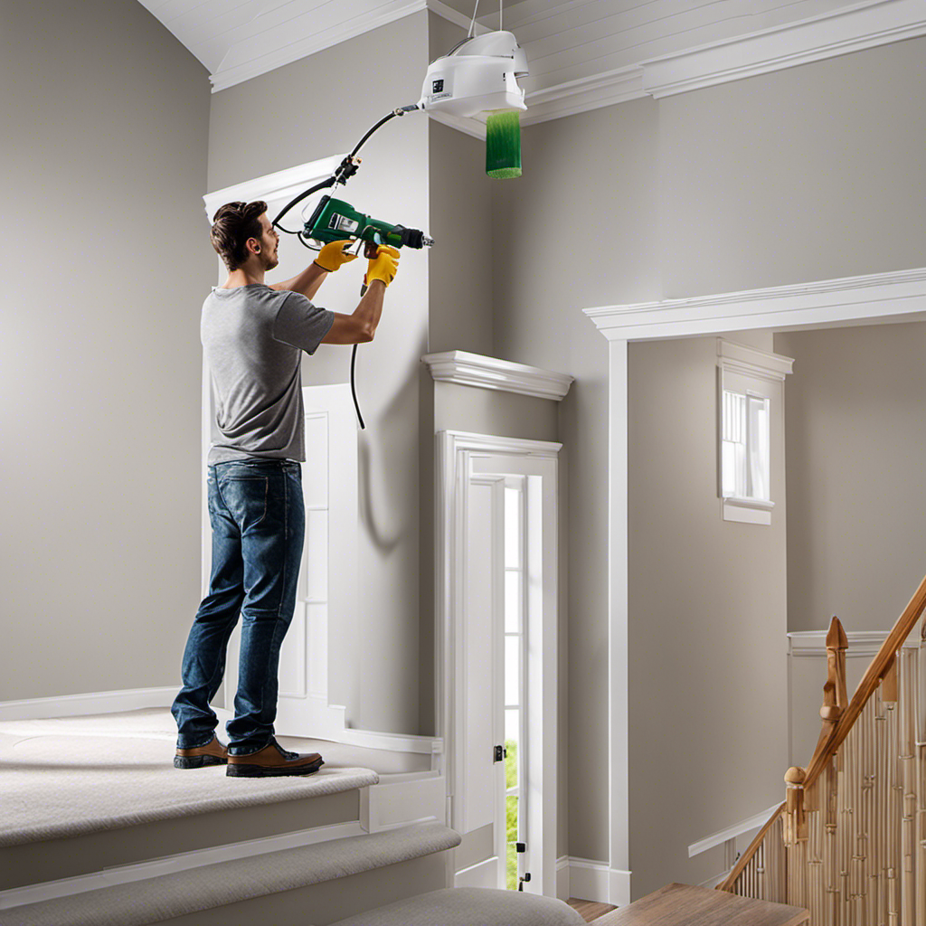 the precision and efficiency of airless paint sprayers by showcasing a skilled painter effortlessly gliding the sprayer over a wall, creating a flawless finish
