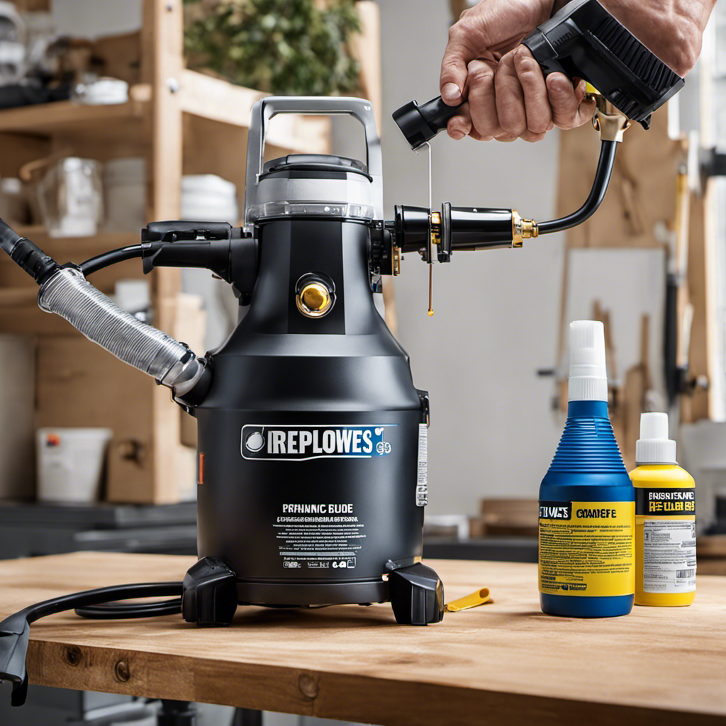 An image that showcases a step-by-step visual guide for repairing a Lowes airless paint sprayer