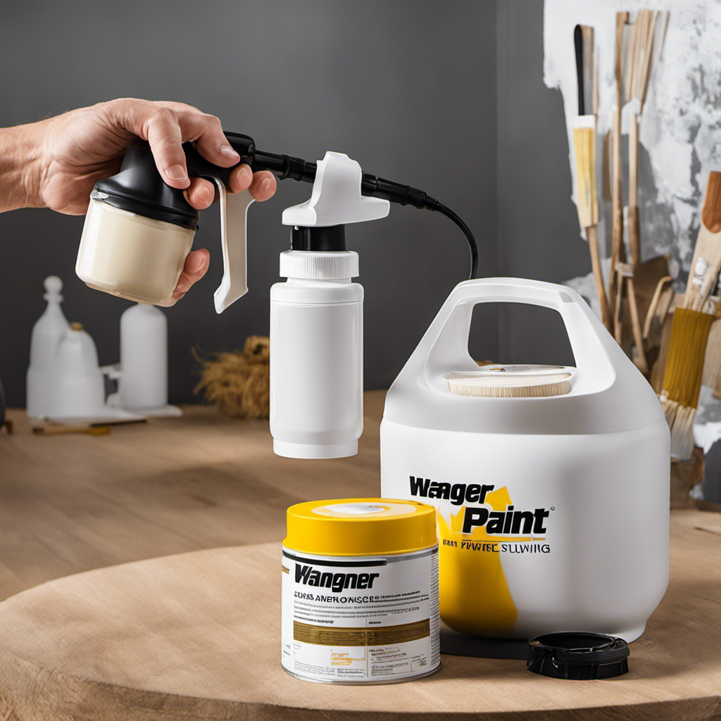 An image showcasing the flawless paint flow achieved with a Wagner Airless Sprayer: a steady stream of rich, vibrant paint effortlessly gliding onto a surface, with no drips or inconsistencies
