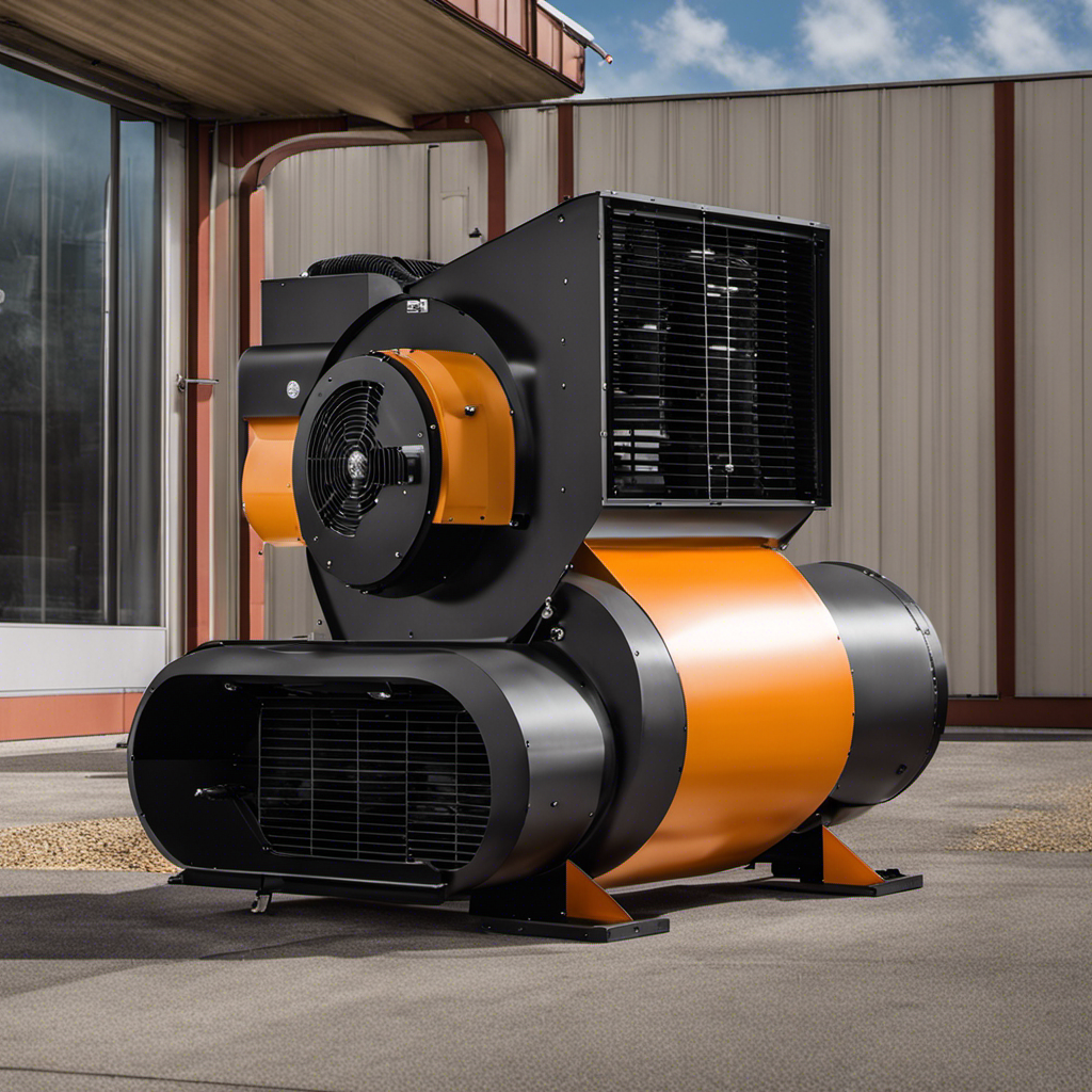 An image showcasing a compact yet robust industrial belt drive blower in action