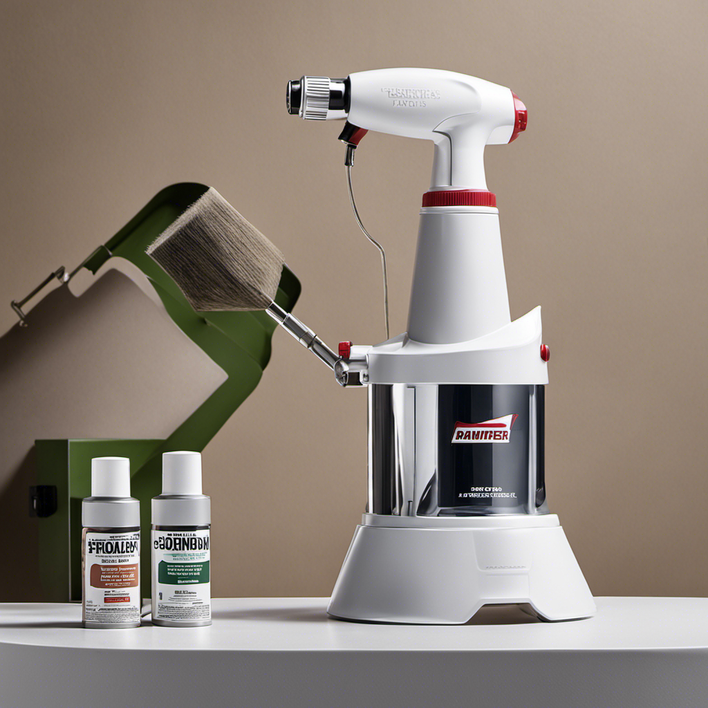 an image that showcases a sleek and robust paint sprayer in action, effortlessly coating a variety of surfaces with a fine mist of paint, while emphasizing its easy-to-clean design and durable construction