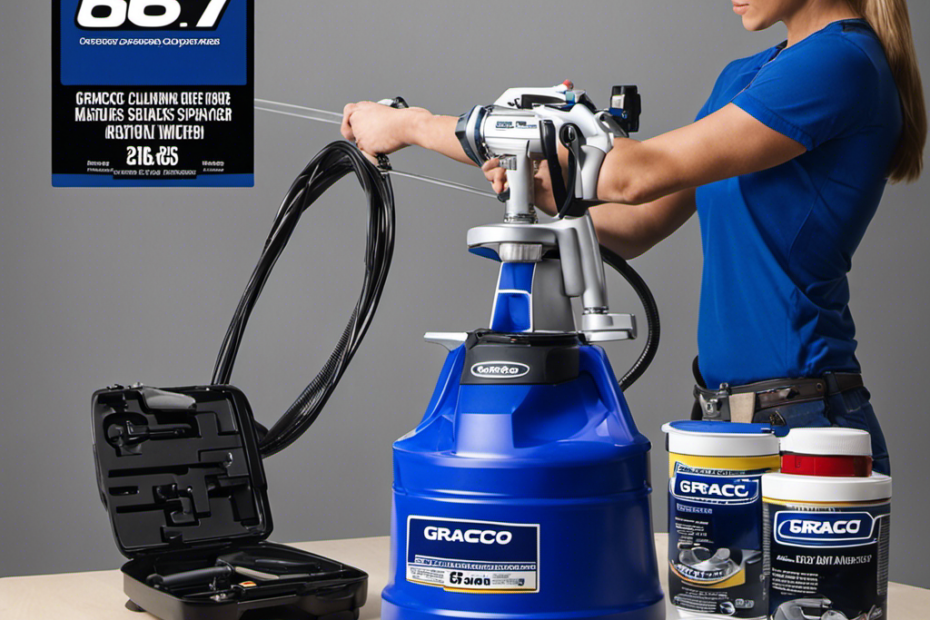An image that showcases a Graco Airless Paint Sprayer being carefully disassembled, its parts thoroughly cleaned with water, and then reassembled, providing a clear visual guide to proper cleaning and maintenance