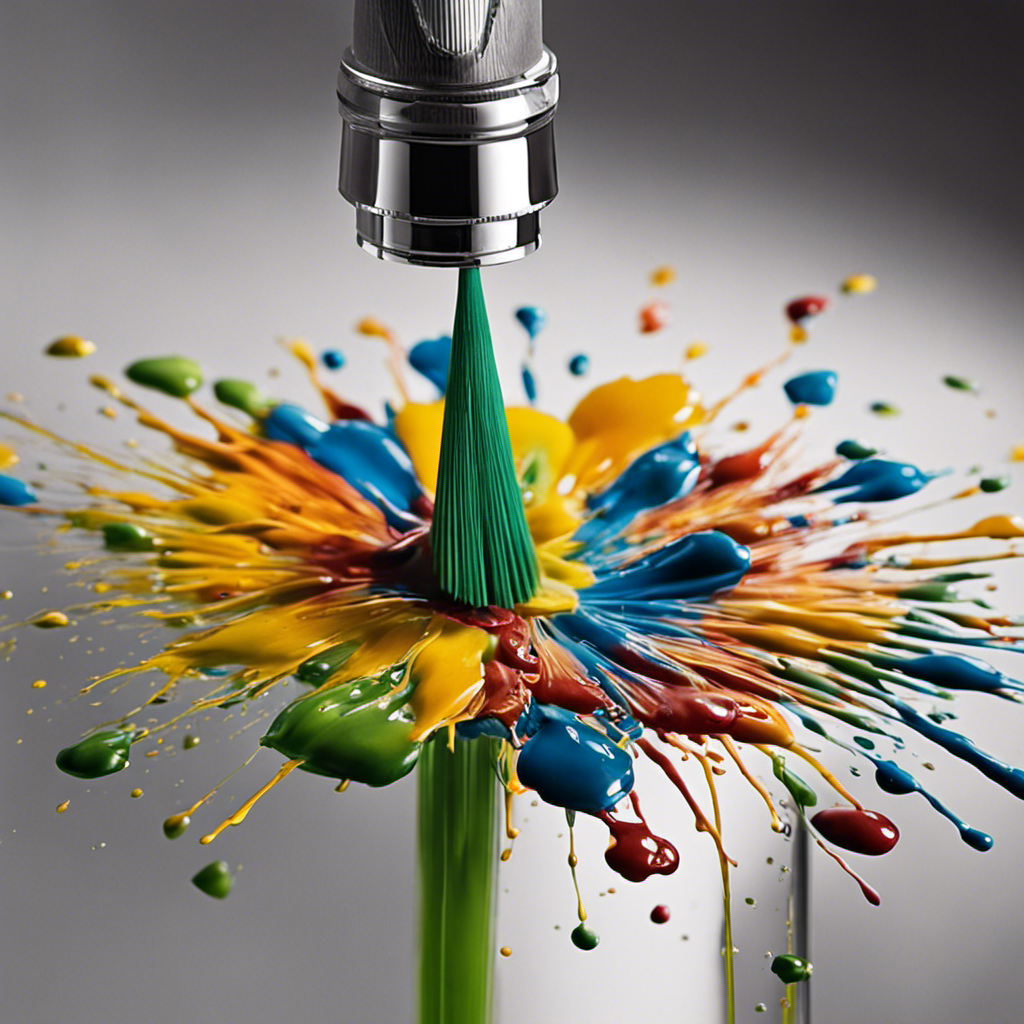 An image of an airless sprayer nozzle being meticulously cleaned with a small brush, removing every trace of oil paint