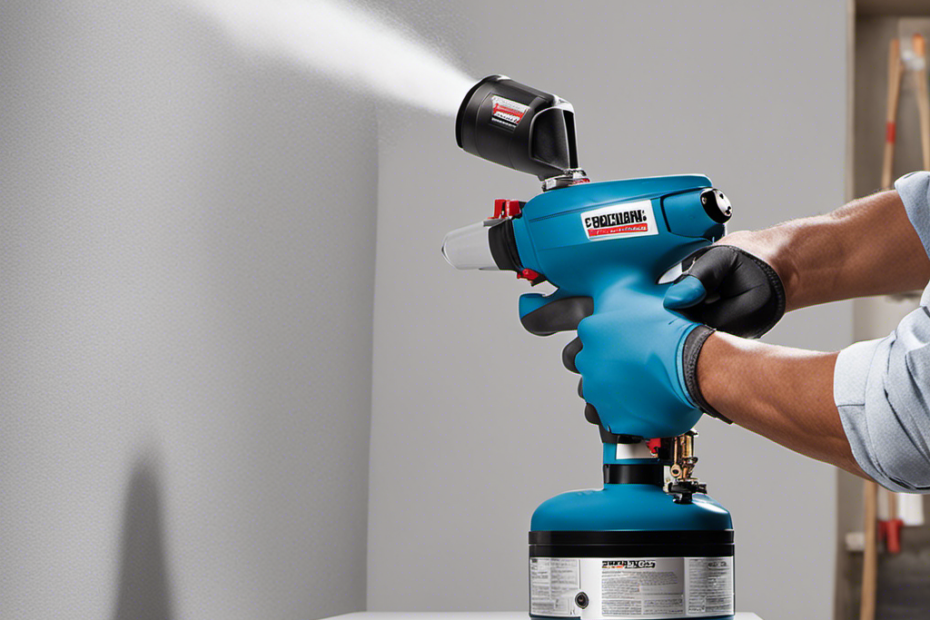 An image that showcases a professional painter effortlessly maneuvering an airless paint sprayer gun, evenly coating a variety of surfaces like walls, furniture, and fences, demonstrating its reliability and versatility