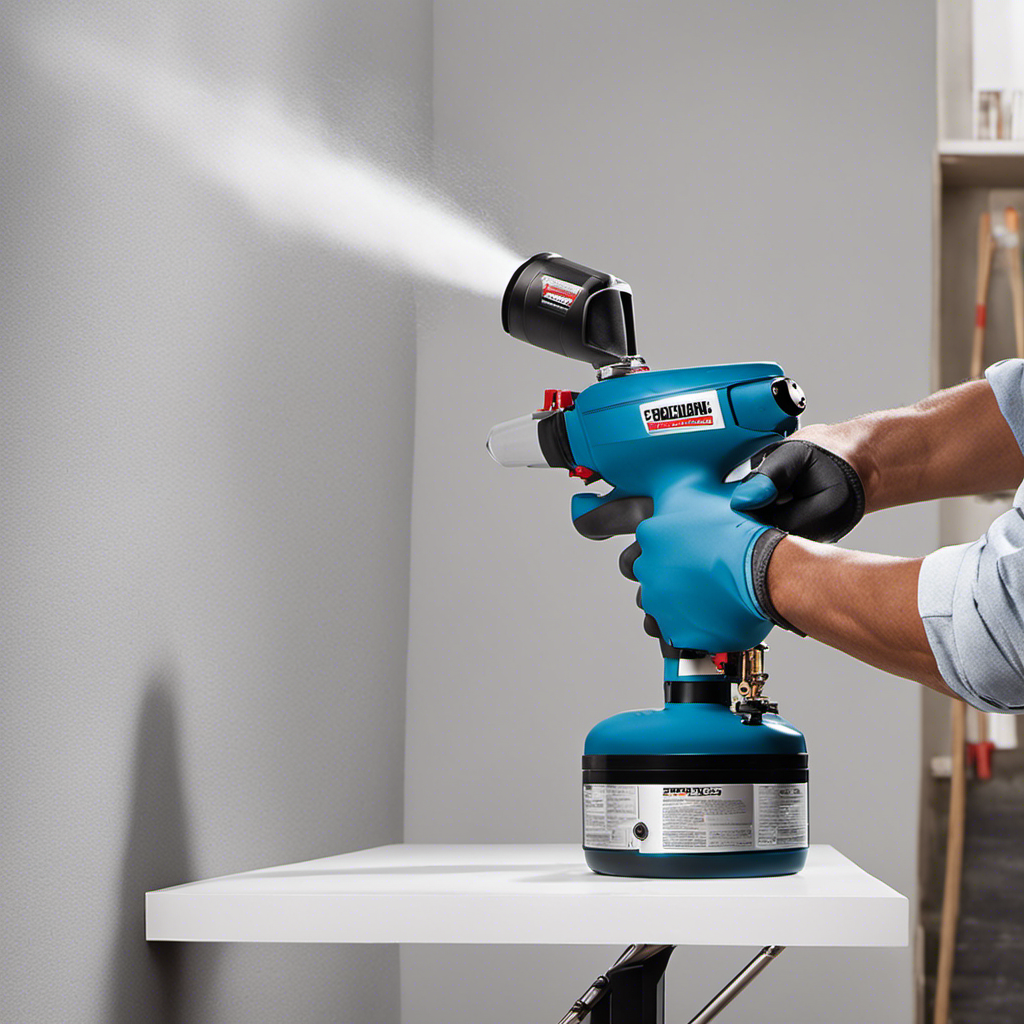 An image that showcases a professional painter effortlessly maneuvering an airless paint sprayer gun, evenly coating a variety of surfaces like walls, furniture, and fences, demonstrating its reliability and versatility