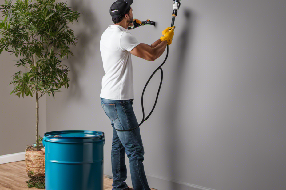 An image showcasing a professional painter effortlessly covering large surfaces with precision using a reliable and versatile paint sprayer