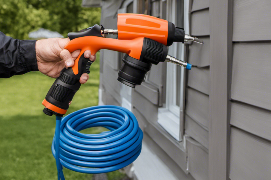 the essence of effortless painting with a vibrant image of a sturdy, flexible paint sprayer hose set