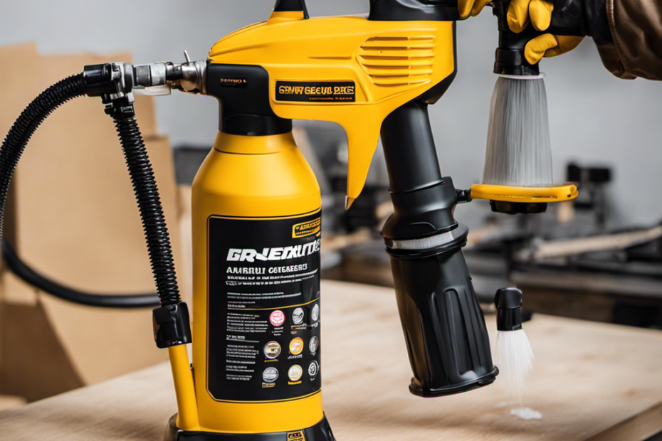 An image capturing the step-by-step process of safely disassembling an airless paint sprayer