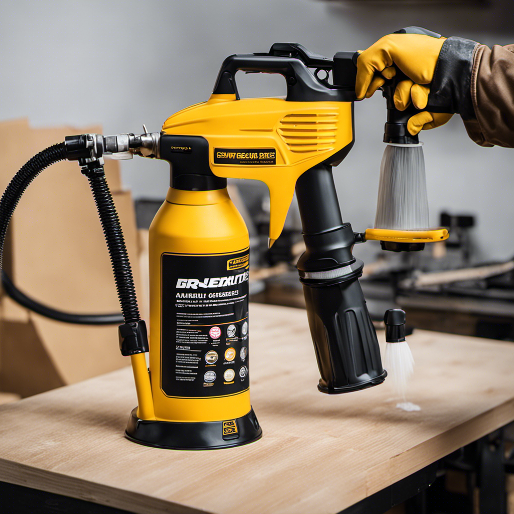 An image capturing the step-by-step process of safely disassembling an airless paint sprayer