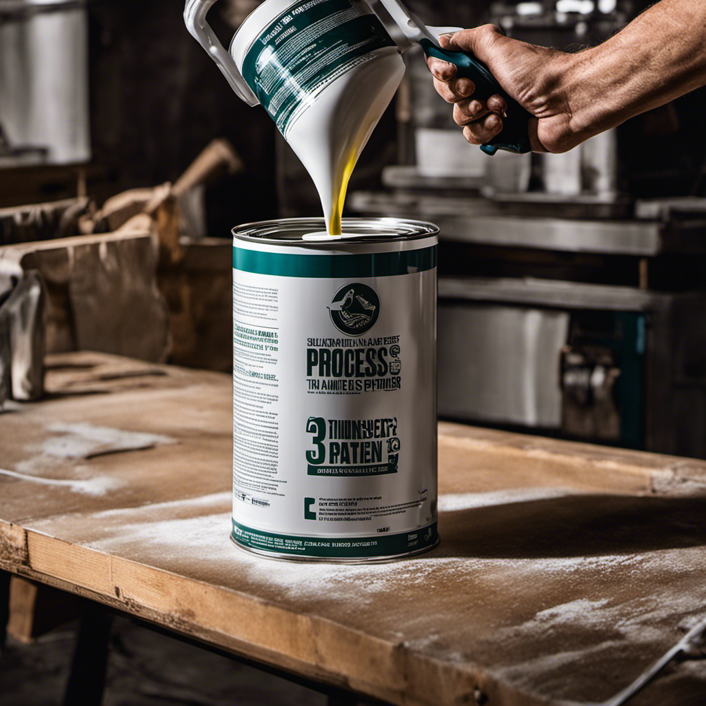An image capturing the process of thinning latex paint for an airless sprayer