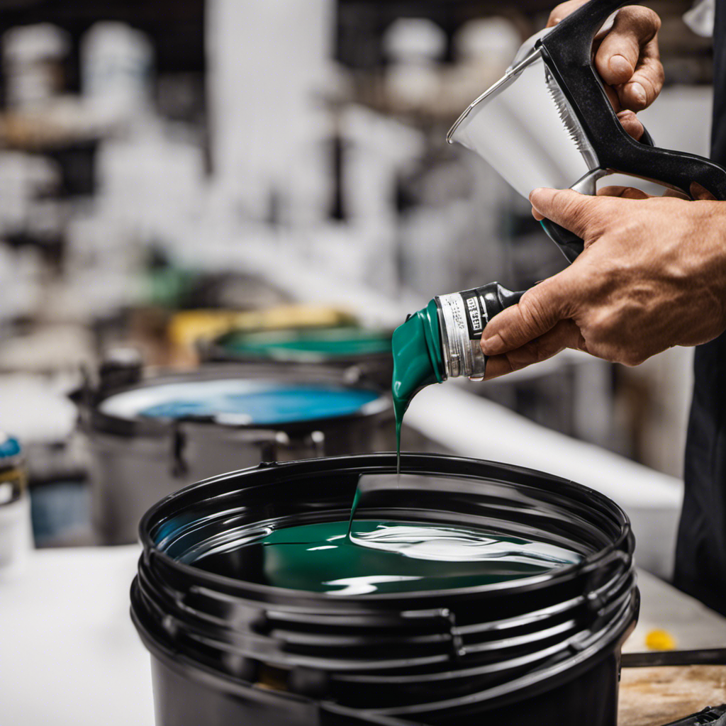 An image showcasing a professional painter effortlessly thinning oil-based paint for airless sprayers
