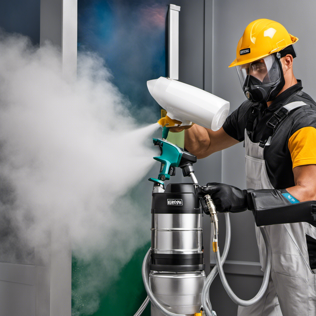 An image showcasing a paint sprayer with a variety of filters, including HEPA, mesh, and activated carbon, allowing users to effortlessly choose the best filter option for optimal paint application and air quality