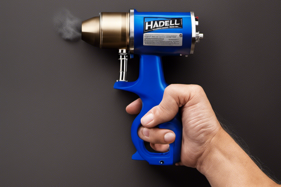 An image showcasing HARDELL's High Power Spray Gun in action, effortlessly coating a variety of surfaces with a fine mist of paint