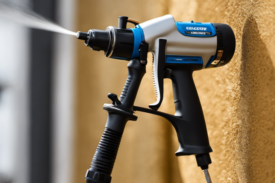 An image capturing the intricate mechanics of a water-proofing paint airless sprayer, showcasing its nozzle size selection process