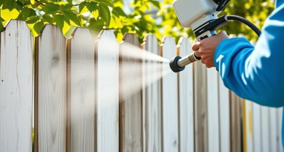 painting fence with sprayer
