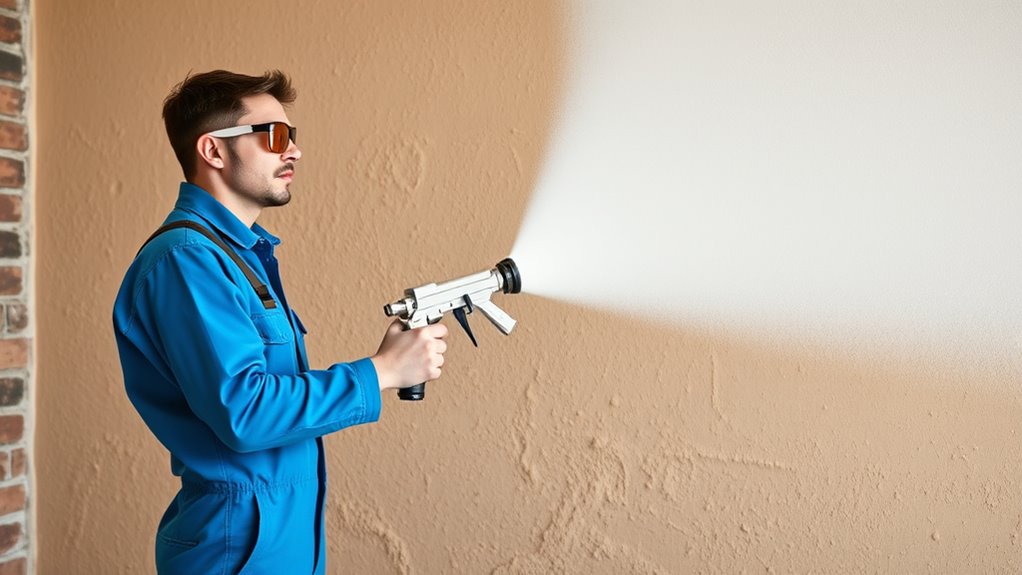 spray stucco brick walls