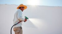 spraying paint in heat