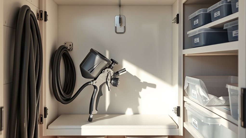 store sprayer securely upright
