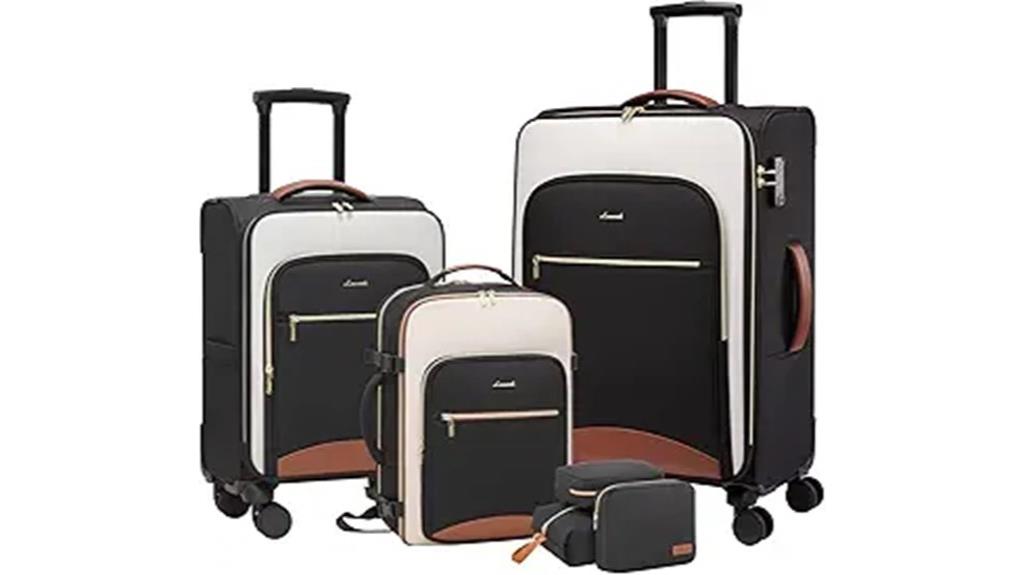 6 piece luggage with tsa