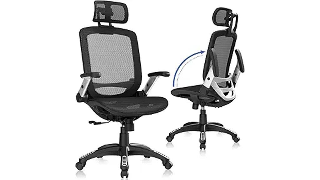 adjustable headrest flip up arms