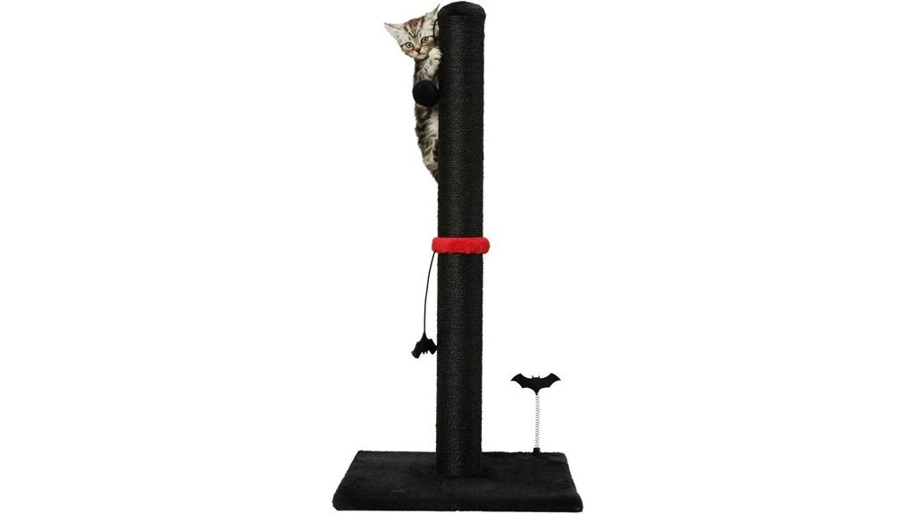 cat scratching post with hanging ball