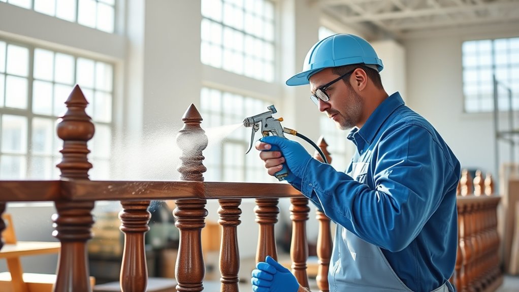 efficient stair railing spraying
