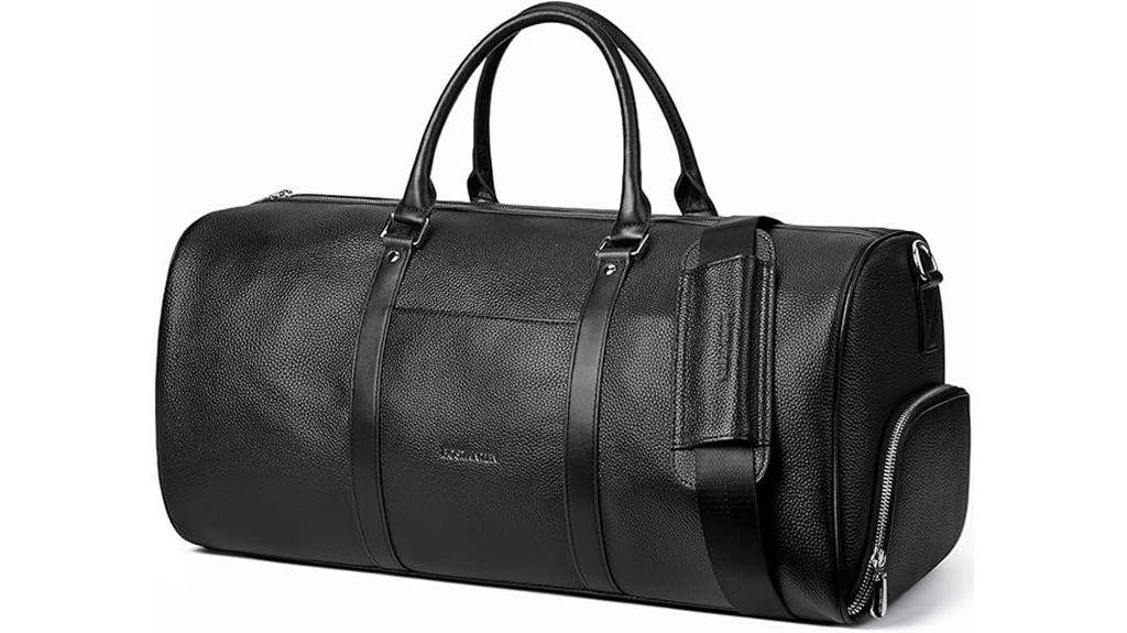 genuine leather travel duffel