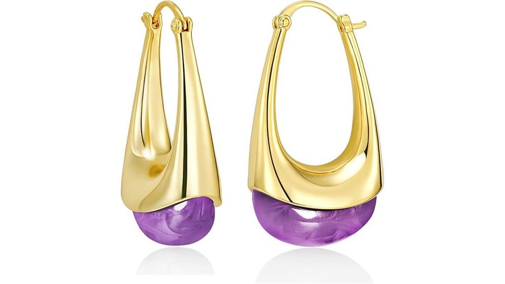 gold oval resin hoops