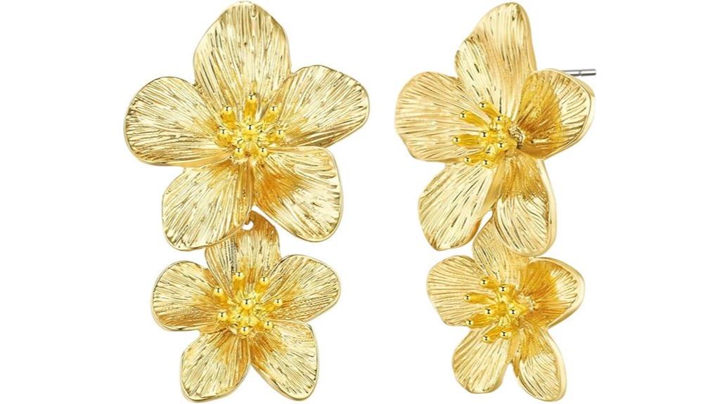 gold plated flower earrings