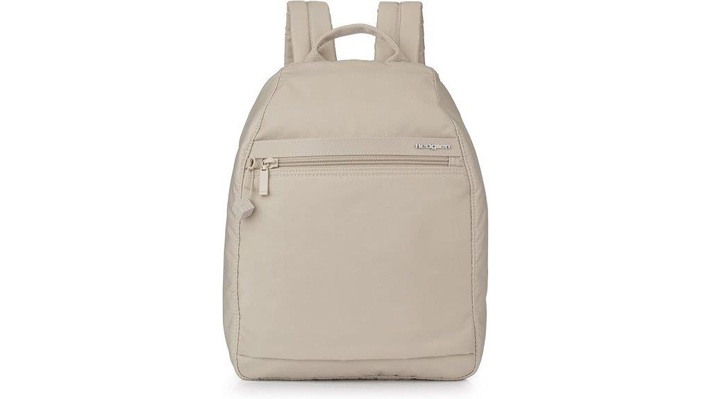 large beige rfid backpack