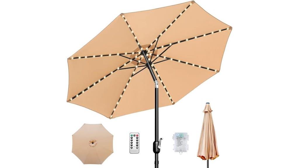 led lit tilting patio umbrella