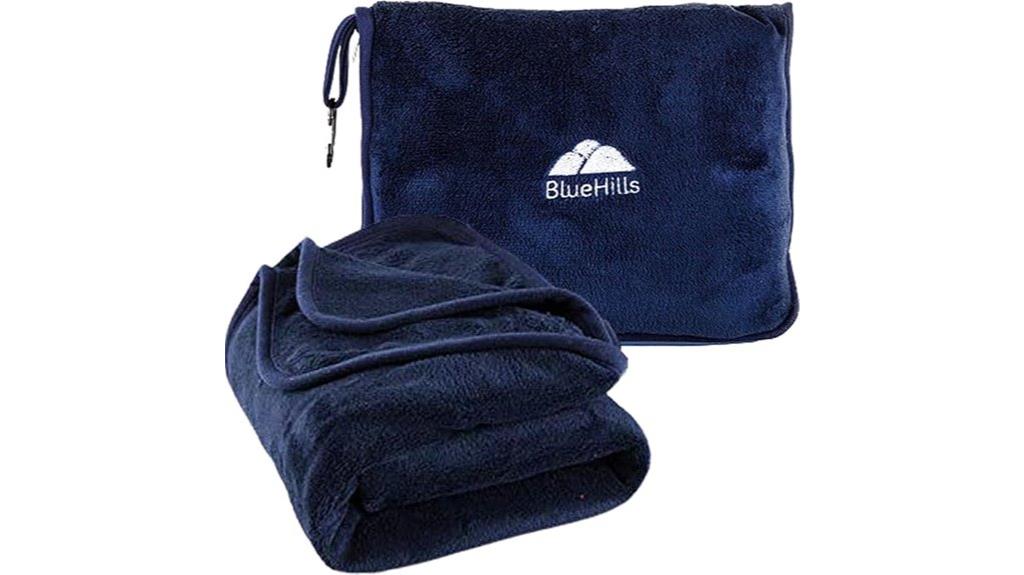 navy blue travel blanket