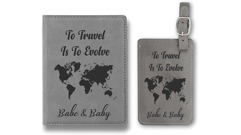 personalized leather travel set