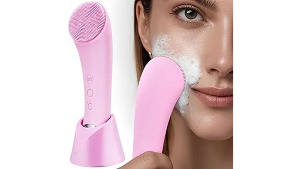pink facial cleansing brush